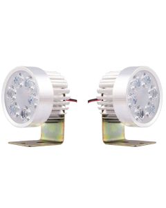 Allextreme EX6RFW2 Universal 6 LED Round Fog Light Waterproof Off Road Driving Flood Lamp with Metal Stand for All Bikes and Cars (6W, White, 2 PCS)