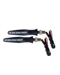 Allextreme EXBILB2 Bar Style 9 LED Side Indicator Light Front Rear Universal Fit Turn Signal Lamp for Bikes and Motorcycles (Blue, 2 PCS)