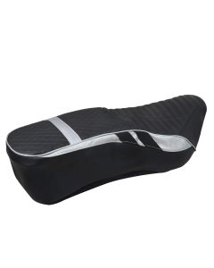 Allextreme EXTSCES PU Leather Motorcycle Bike Seat Cushion Cover Anti Skid Seat Cover Compatible for Bullet Electra 350cc and 500cc (Silver)