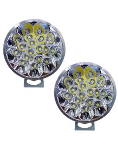 Allextreme EX18RF2 18 LED Round Fog Light Spot Beam Waterproof Pod Driving Work Lamp for Motorcycle and Cars (27W, White Light, 2 PCS)