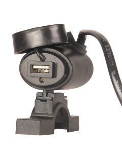 AllExtreme EXUMCB1 Universal USB Charger Mobile Charging Socket with LED Power Indicator for Bike Car Motorcycle ATV (Black)