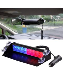 Allextreme AEXSL01 8 LED Car Emergency Dash Strobe Flash Warning Light Police Car Styling Lamp with Suction Cups for Interior, Roof and Windshield (Red and Blue, 8W)