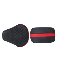 Allextreme PU Leather Seat Cover with Anti Skid Split Cushion Reinforced Stitching Dust Water Resistant for 350cc Bullet Classic Models (Black & Red)