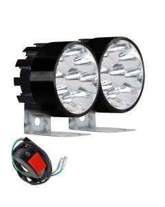 Allextreme 9W Round Fog Light Heavy Duty Waterproof 9 LED Spot Beamlight with Handlebar Switch for Bike Jeep SUV Car and Truck- (White Light, 2 PCS)