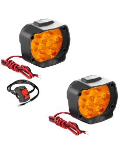 Allextreme EX9FYS2 Imported 9 LED Fog Light Spot Beam Waterproof Heavy Duty Pod Driving Work Lamp with Handlebar Switch for Bike Car and SUV (15W, Yellow Light, 2 PCS)