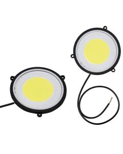Allextreme EXRTI2P Round COB LED Switchback DRL Light 2.83" Diameter Side Turn Signal Super Bright Fog Lamp with Indicator for All Cars (20W, White Light, Blue, 2 PCS)