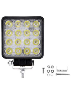 Allextreme EX16FW1P 16 LED Fog Light Waterproof Square Led Flood Lamp Offroad Driving Work Light for Bikes Cars and Motorcycle (48W, White Light)