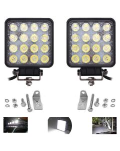 Allextreme EX16FW2P 16 LED Fog Light Waterproof Square Led Flood Lamp Offroad Driving Work Light for Bikes Cars and Motorcycle (48W, White Light)