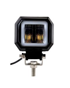 Allextreme EX3HW1W 2.5 Inch Square White Fog Light with White Halo Angel Eye Ring for Bike Motorcycle Car and Off Road SUV (20W, 1 Pc)
