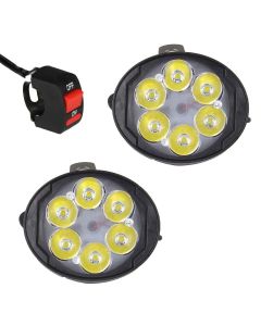 Allextreme EX6FOS2 6 LED Oval Mirror Mount Fog Light With Switch Adjustable Angle Spot Beam Waterproof Driving Lamp for Motorcycle and Bike (18W, White Light, 2 PCS)