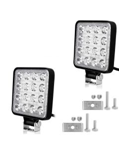 Allextreme EX16WY02 16 LED Square Fog Light 4 Inch Waterproof Driving Spot Lamp for Car, Motorcycle (48W, White & Amber) (PACK - 2)