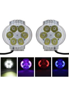 Allextreme EX6FO2P 6 LED Oval Fog Light Waterproof 7/8 Inch Handlebar Mirror Mount Headlamp for Electric Bike Scooter Motorcycle (12W, Multicolor Light, 2 PCS)