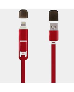 AllExtreme USB and Micro USB Data Cable with 2 in 1 Dual Connector for Android (3.3ft, Red)