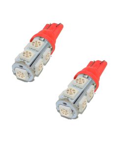 Allextreme EXZ10R2 Universal T10 LED Parking Light 9 SMD Super Bright Interior Pilot License Plate Dome Indicator Lamp Bulb for Car Bike and Motorcycle (3W, Red, 2 PCS)