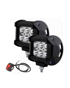 Allextreme EX6L2WS Waterproof 6 LED Fog Light Combo Beam Waterproof Heavy Duty Work Lamp With On/Off Switch for Motorcycle Bike Car and SUV (18W, White & Yellow, 2 PCs)