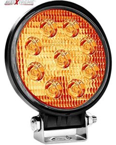Allextreme EX9RY1P 9 LED Round Fog Light Waterproof Led Work light With Mounting Brackets for Cars and Motorcycle (27W, Yellow, 1Pc)