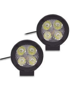 Allextreme EX4F3I2 4 LED Round Fog Light Waterproof 3 inches Lamp with Mounting Stand for Motorcycle Car ATV Jeep 4x4 Tractor Off Road (12W, White Light, 2 PCS)