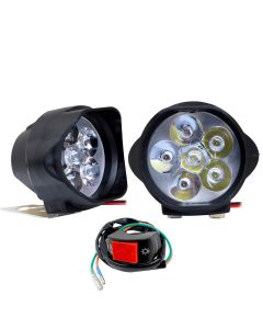 Allextreme EX06L3S 6 LED Fog Light White Light Waterproof Mirror Mount Driving Work Lamp with On/Off Switch for Motorcycles and Cars (10W, 2 PCs)