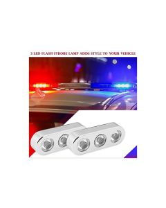 Allextreme EX3LSL1 3 LED Flash Strobe Lamp Police Emergency Warning Light for Motorcycle Cars and Bike (9W, Red & Blue, Set of 1)