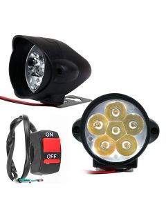 Allextreme EX12RLW 6 LED Fog Light White Light Waterproof Mirror Mount Driving Work Lamp with Switch and Mounting Holes for Motorcycles and Cars (9W, 2 PCS)