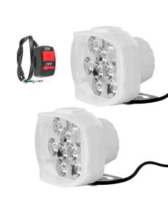 Allextreme EX9F2RS 9 LED Fog Light with Red Green Blue Beads Waterproof White Spot Beam Driving Lamp with Handlebar Switch for Motorcycle Bike Car SUV (20W, 2 PCS)