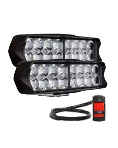 Allextreme EXL23S2 Imported Universal 16 LED Fog Light Off/On Road Driving Work Lamp with 7/8 Inch Handlebar Switch for Bike Cars(24W, White Light, 2 PCS, 6 Months Warranty)