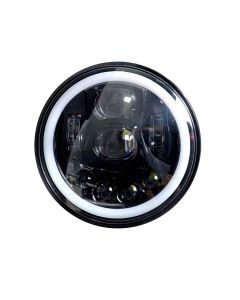 Allextreme EX7IL99 75W 8 LED Round Headlight with Full Ring Tricolor DRL Angel Eyes & Hi/Low Beam Compatible with Royal Enfield, Jeep & Harley Davidson (7 Inch, Pack of 1)