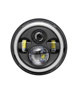 Allextreme 7 Inch Full Ring Round LED Headlight with Hi/Low Beam and Angel Eye Lamp Compatible with Royal Enfield Bullet, Harley Davidson Jeep Wrangler (Pack of 1)