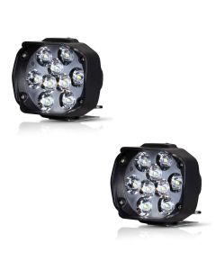 Allextreme EX9FWYP Imported 9 LED Fog Light Spot Beam Waterproof Heavy Duty Pod Driving Work Lamp for Motorcycle Bike Car and SUV (15W, White and Amber, 2 PCS)