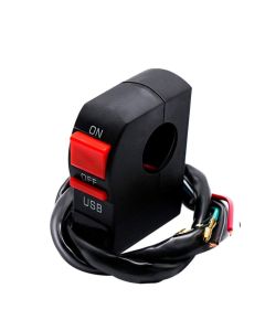 AllExtreme EXOSWU1 7/8" Handlebar Universal Bike Light Switch 22mm with USB Socket for Motorcycle ATV Scooter