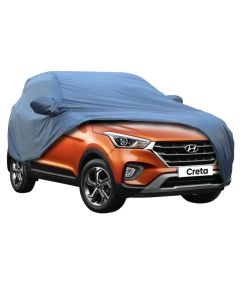 Allextreme HC7006 Car Body Cover Compatible with Hyundai Creta Custom Fit Dustproof UV Heat Resistant Indoor Outdoor Body Protection (Blue with Mirror)