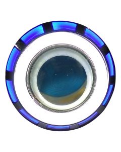 Allextreme EXPL2BW High Intensity Led Projector Lamp Stylish Dual Ring COB LED Headlight with Hi/Low Beam and Flasher Function for All Bikes (Blue & White, 15W)