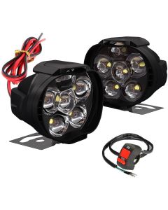 Allextreme EXL3FWS Universal LED Fog Light Driving Work Lamp for Bike Cars and Motorcycle (6 Led, 2Pcs With Switch)
