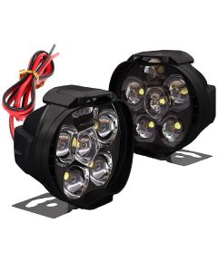 Allextreme EXL3FWW Imported 6 LED Fog Light Waterproof Pod Driving Spot Head Lamp for Bikes Cars and Motorcycle (10W, White Light, 2 PCS)