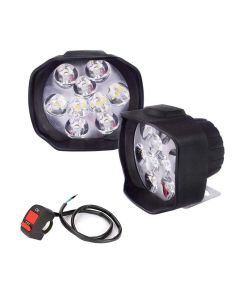 Allextreme EXL5FWS Imported 9 LED Fog Light Spot Beam Waterproof Pod Driving Work Lamp with Switch for Motorcycle Bike Car and SUV (15W, White Light, 2 PCS, 6 Months Warranty)