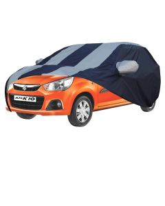 Allextreme AK7005 Car Body Cover Compatible with Maruti Suzuki Alto K10 Custom Fit Dustproof UV Heat Resistant Indoor Outdoor Body Protection (Blue-Silver with Mirror)
