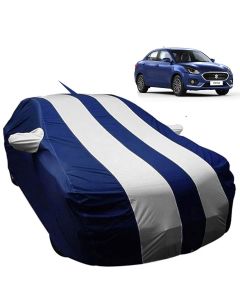 Allextreme D7005 Car Body Cover Compatible with Maruti Suzuki Dzire Custom Fit Dustproof UV Heat Resistant Indoor Outdoor Body Protection (Blue-Silver with Mirror)
