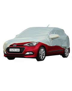 Allextreme I7003 Car Body Cover Compatible with Hyundai Elite i20 Custom Fit Dustproof UV Heat Resistant Indoor Outdoor Body Protection (Silver with Mirror)