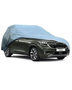 Allextreme K7001 Car Body Cover Compatible with Kia Seltos Custom Fit Dustproof UV Heat Resistant Indoor Outdoor Body Protection (Grey Without Mirror)