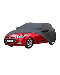 Allextreme I7004 Car Body Cover Compatible with Hyundai Elite i20 Custom Fit Dustproof UV Heat Resistant Indoor Outdoor Body Protection (Grey with Mirror)