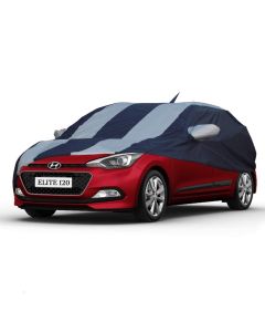 Allextreme I7005 Car Body Cover Compatible with Hyundai Elite i20 Custom Fit Dustproof UV Heat Resistant Indoor Outdoor Body Protection (Blue-Silver with Mirror)