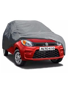 Allextreme AK7004 Car Body Cover Compatible with Maruti Suzuki Alto K10 Custom Fit Dustproof UV Heat Resistant Indoor Outdoor Body Protection (Grey with Mirror)