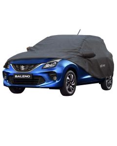 Allextreme BN7004 Car Body Cover Compatible with Maruti Suzuki Baleno Custom Fit Dustproof UV Heat Resistant Indoor Outdoor Body Protection (Grey with Mirror)