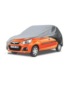Allextreme AK7002 Car Body Cover Compatible with Maruti Suzuki Alto K10 Custom Fit Dustproof UV Heat Resistant Indoor Outdoor Body Protection (Silver Without Mirror)