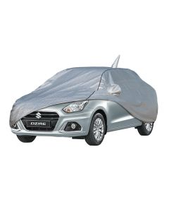 Allextreme D7007 100% Tested Waterproof Car Body Cover Compatible with Maruti Suzuki Dzire Custom Fit Dustproof UV Heat Resistant Indoor Outdoor Body Protection (Reflective Silver with Mirror)