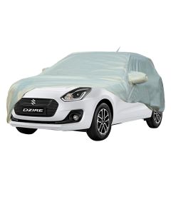 Allextreme D7003 Car Body Cover Compatible with Maruti Suzuki Dzire Custom Fit Dustproof UV Heat Resistant Indoor Outdoor Body Protection (Silver with Mirror)