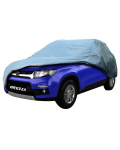 Allextreme BZ7001 Car Body Cover Compatible with Maruti Suzuki Brezza Custom Fit Dustproof UV Heat Resistant Indoor Outdoor Body Protection (Grey Without Mirror)