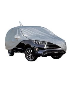 Allextreme TC7007 100% Tested Waterproof Car Body Cover Compatible with Toyota Innova Crysta Custom Fit Dustproof UV Heat Resistant Indoor Outdoor Body Protection (Reflective Silver with Mirror)