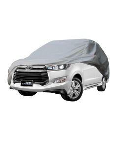 Allextreme TC7002 Car Body Cover Compatible with Toyota Innova Crysta Custom Fit Dustproof UV Heat Resistant Indoor Outdoor Body Protection (Silver Without Mirror)