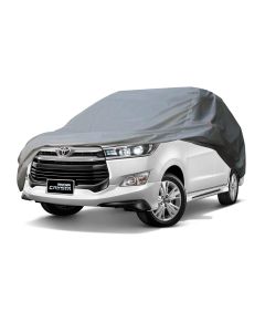 Allextreme TC7004 Car Body Cover Compatible with Toyota Innova Crysta Custom Fit Dustproof UV Heat Resistant Indoor Outdoor Body Protection (Grey with Mirror)